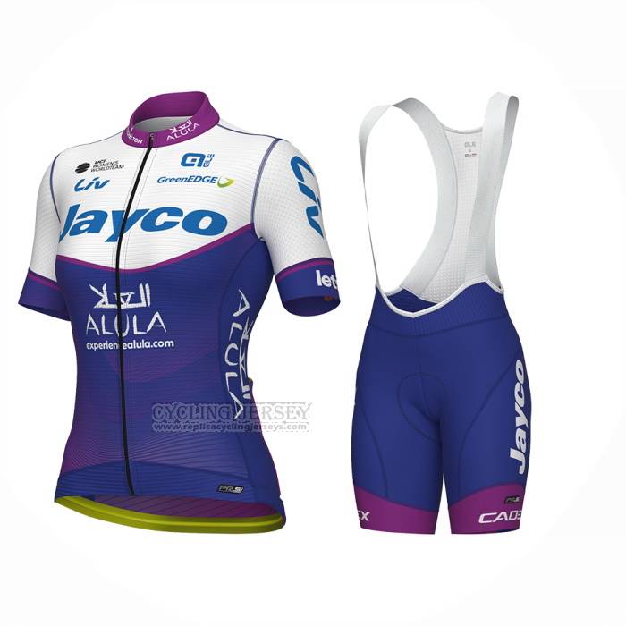 2023 Cycling Jersey Women Jayco Alula Purple White Short Sleeve and Bib Short